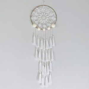 New! Handmade Bohemian Crochet Dreamcatcher White Wall Decor Gift